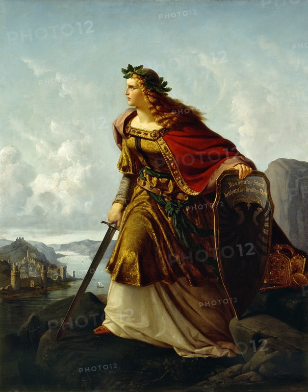 Germania at the Watch on the Rhine. Artist: Clasen, Lorenz (1812-1899)