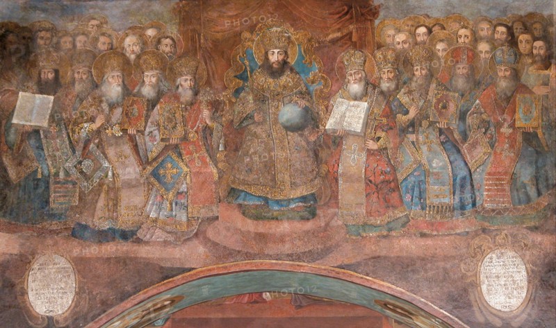 First Council of Nicaea. Artist: Ancient Russian frescos