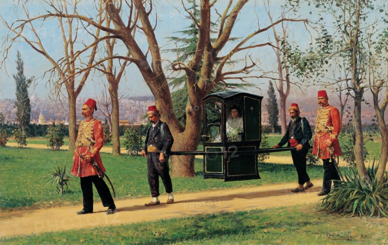 The Daughter of the English Ambassador Riding in a Palanquin. Artist: Zonaro, Fausto (1854-1929)