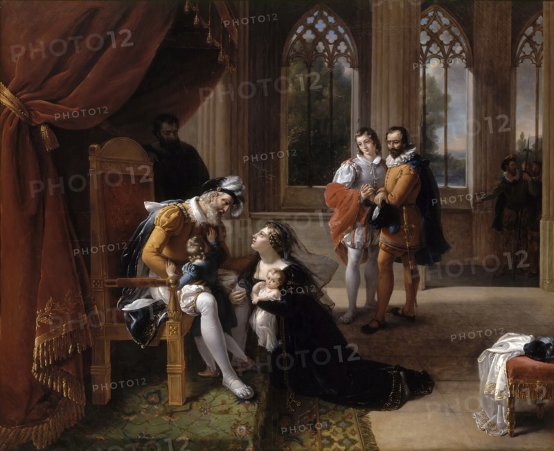 Inês de Castro with Her Children at the Feet of Afonso IV, King of Portugal, 1335. Artist: Servières, Eugénie (1786-after 1824)