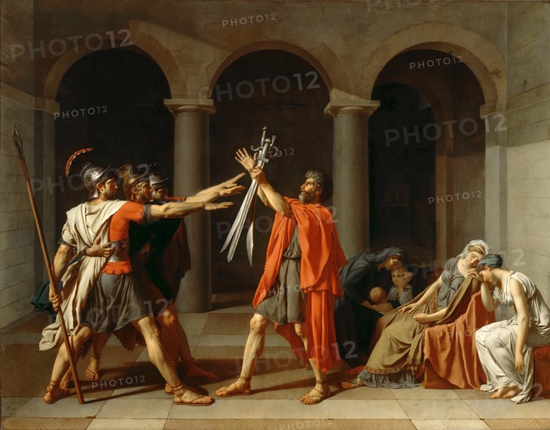 The Oath of the Horatii. Artist: David, Jacques Louis (1748-1825)