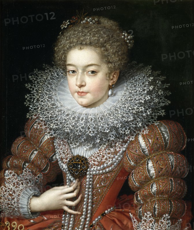 Portrait of Queen Elisabeth of France (1602-1644), Queen consort of Spain. Artist: Pourbus, Frans, the Younger (1569-1622)