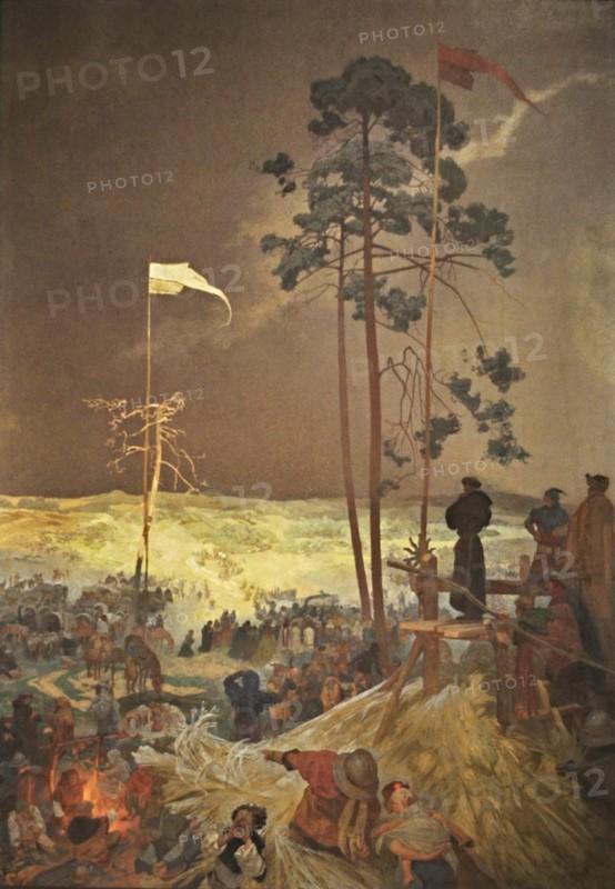 The Meeting Na Krizkach  (The cycle The Slav Epic). Artist: Mucha, Alfons Marie (1860-1939)