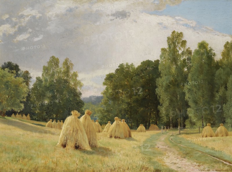 Haystacks, Preobrazhenskoe. Artist: Shishkin, Ivan Ivanovich (1832-1898)
