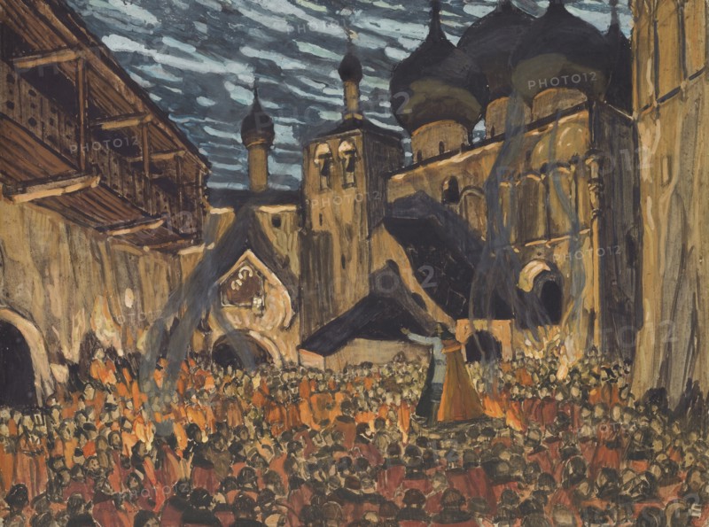 Stage design for the opera The Maid of Pskov by N. Rimsky-Korsakov. Artist: Golovin, Alexander Yakovlevich (1863-1930)