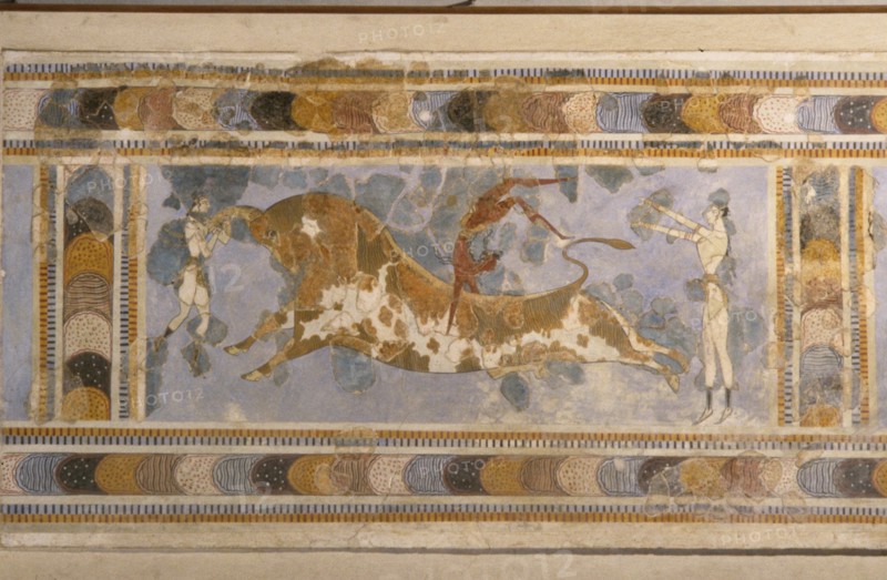 Bull-Leaping (from the Palace Complex of Knossos). Artist: Bronze Age culture