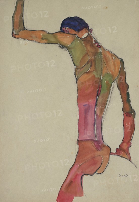 Male Nude with Arm Raised. Artist: Schiele, Egon (1890?1918)