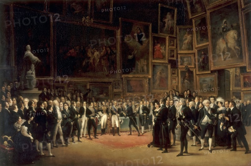 Charles X Distributing Awards to Artists Exhibiting at the Salon of 1824 at the Louvre. Artist: Heim, François-Joseph (1787-1865)