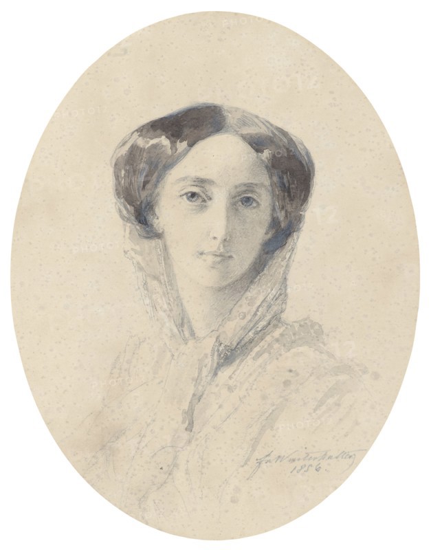 Portrait of Grand Duchess Olga Nikolaevna of Russia (1822-1892), Queen of Württemberg. Artist: Winterhalter, Franz Xavier (1805-1873)