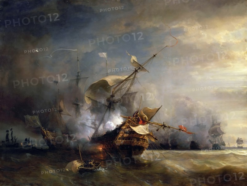 The naval Battle near Lizard Point, Cornwall on 21 October 1707. Artist: Gudin, Théodore (1802-1880)
