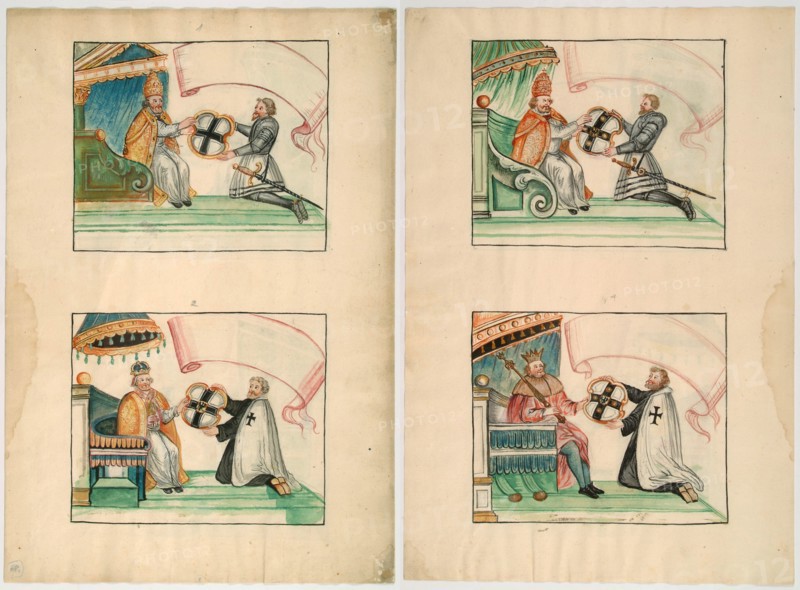 Popes and Emperor give privileges to the Teutonic Knights. Artist: Anonymous