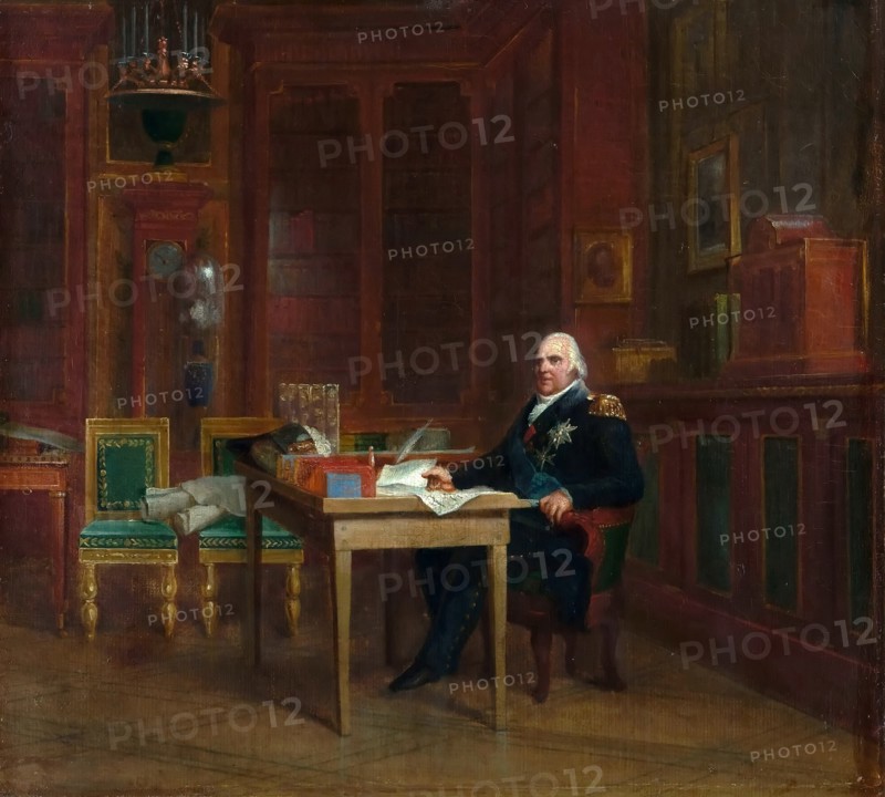 Louis XVIII (1755-1824) in his Study at the Tuileries. Artist: Gérard, François Pascal Simon (1770-1837)