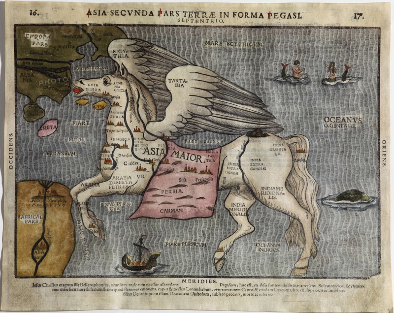 Asia Secunda Pars Terrae in Forma Pegasi (Asia in the Form of Pegasus). Artist: Bünting, Heinrich (1545-1606)