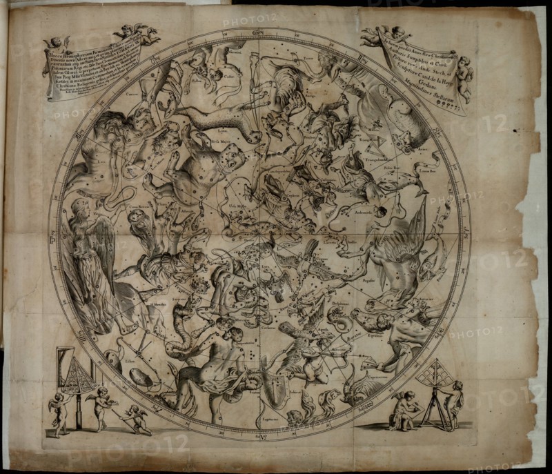 Table of the constellation of the Northern Hemisphere (Firmamentum Sobiescianumsive Uranographia). Artist: Hevelius, Johannes (1611-1687)