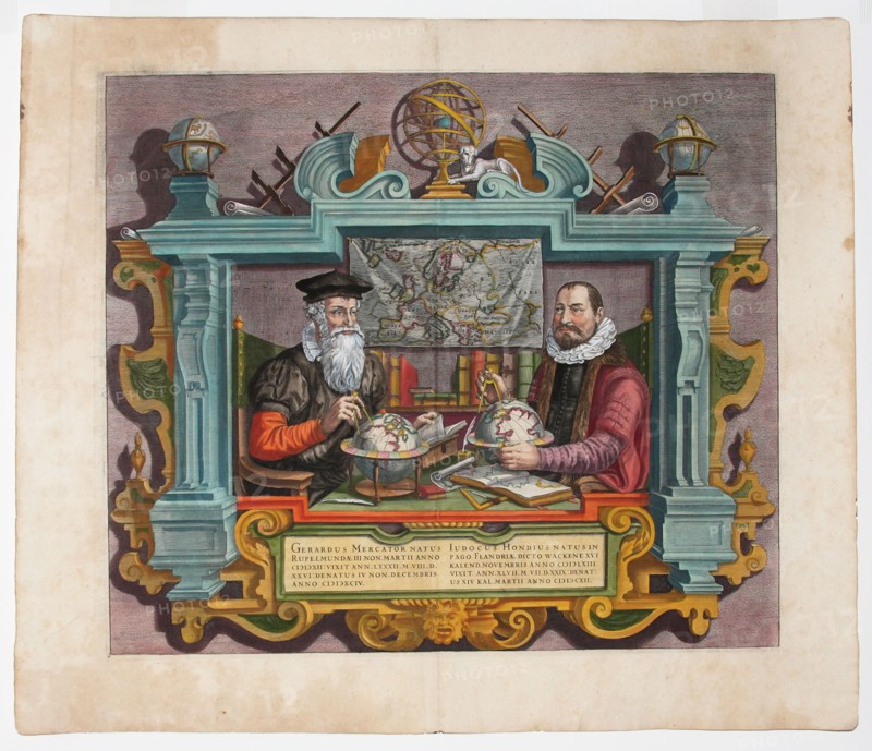 Double Portrait of Gerardus Mercator (1512-1594) and Jodocus Hondius (1563-1612). Artist: Hondius (Keer van der), Coletta (active Early 17th cen.)