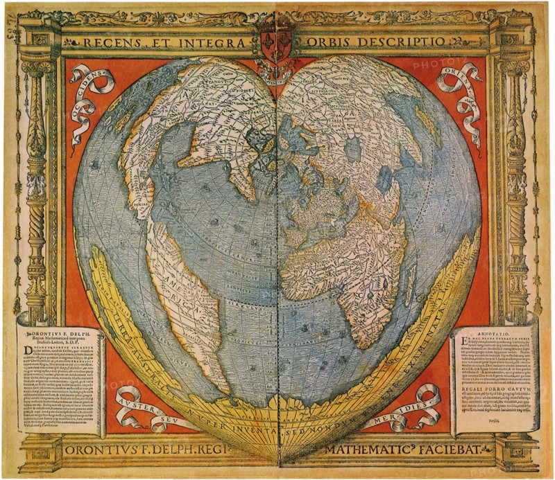 Heart Shaped World Map. Artist: Fine, Oronce (1494-1555)