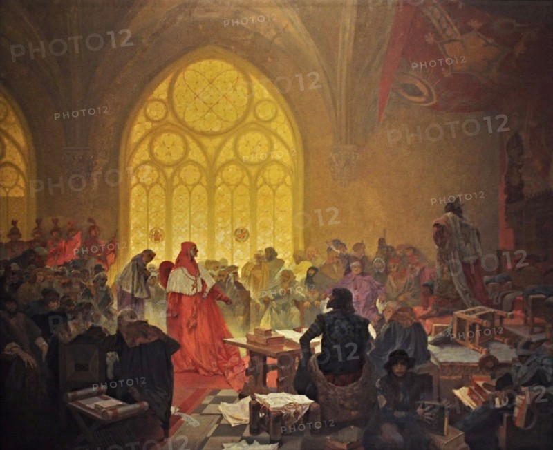 The Hussite King George of Podebrady (The cycle The Slav Epic). Artist: Mucha, Alfons Marie (1860-1939)