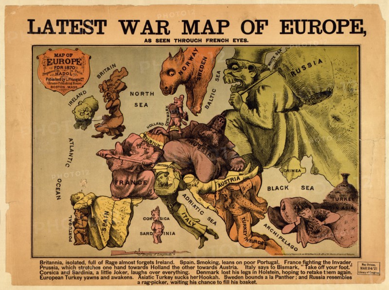 Latest war map of Europe: as seen through French eyes. Artist: Hadol, Paul (1835-1875)