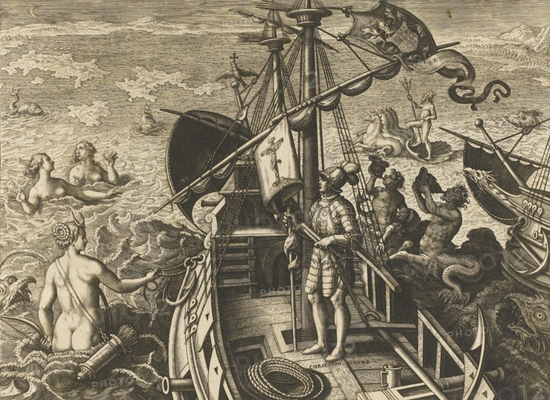Christophorus Columbus Ligur (Americae Retectio). Artist: Stradanus (Straet, van der), Johannes (1523-1605)