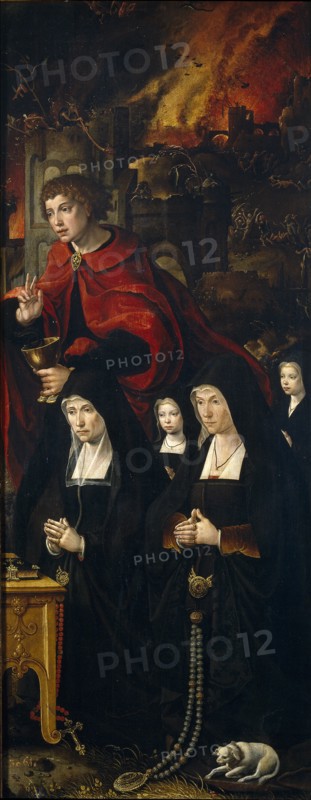 Saint John the Evangelist with two women and two praying girls (Right panel of The Last Judgment tri Artist: Coecke van Aelst, Pieter, the Elder (1502-1550)