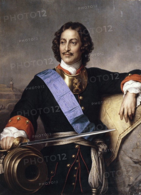 Portrait of Emperor Peter I the Great (1672-1725). Artist: Delaroche, Paul Hippolyte (1797-1856)