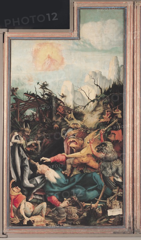 The Isenheim Altarpiece. Right wing: The Temptation of Saint Anthony. Artist: Grünewald, Matthias (ca 1470-1528)