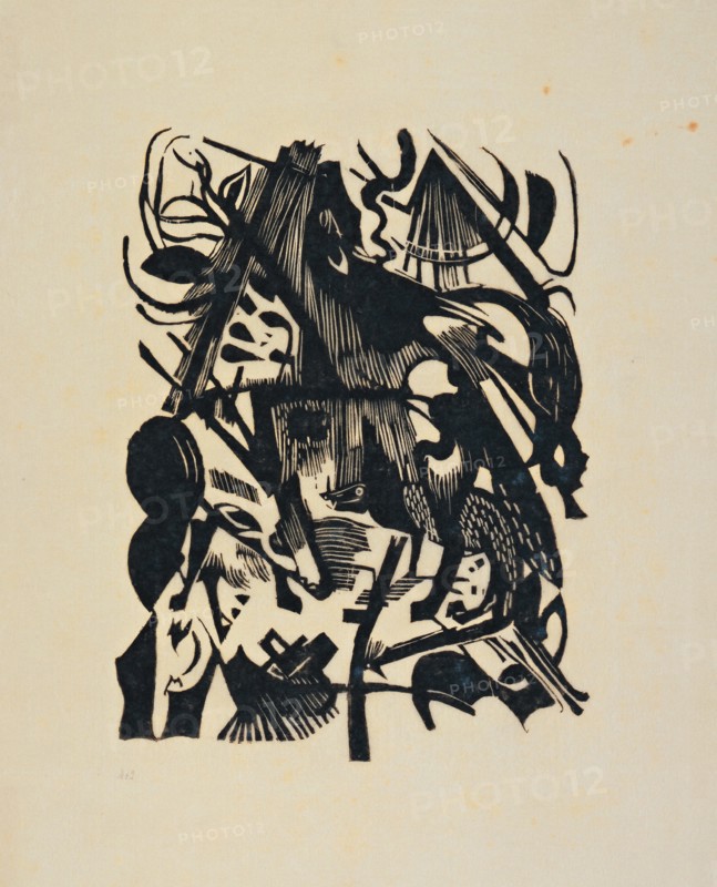 Birth of the Wolf. Artist: Marc, Franz (1880-1916)