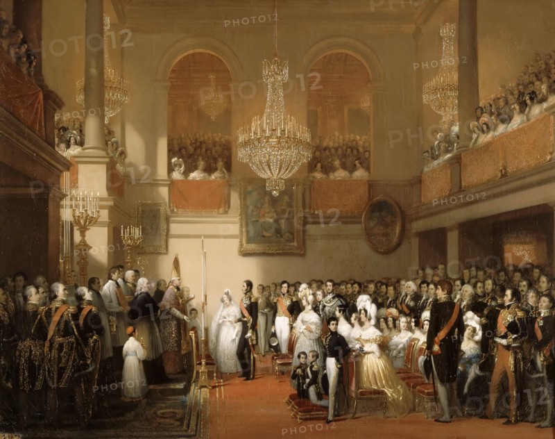 Marriage of Leopold I of the Belgians and Princess Louise of Orléans at the Château de Compiègne, Au Artist: Court, Joseph-Désiré (1797-1865)