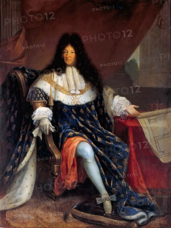 Portrait of Louis XIV Holding the Plan for the Maison Royale de Saint-Louis at Saint-Cyr. Artist: Jollain, Nicolas-René (1732-1804)