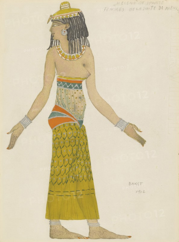 Costume design for the ballet Hélène de Sparte by E. Verhaeren and D. de Séverac. Artist: Bakst, Léon (1866-1924)