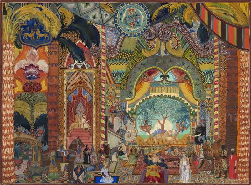 Stage design for the ballet The Firebird by I. Stravinsky. Artist: Pleshakov, Vladimir (1891-1942)