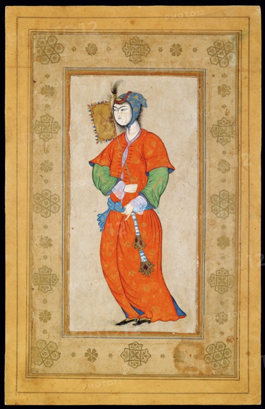 Young Woman with a Fan. Artist: Riza-i Abbasi (ca. 1565-1635)