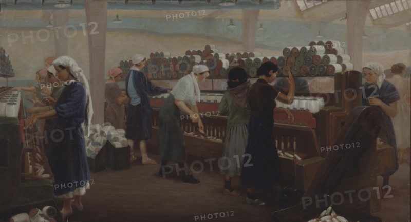 Textile factory in Kirovobad. Artist: Stroev, Pyotr Pheonovich (1898-1942)