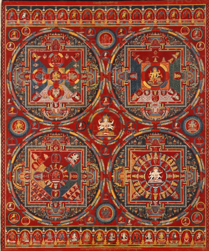 Sakya order. Four Mandalas of the Vajravali Series (Thangka). Artist: Tibetan culture