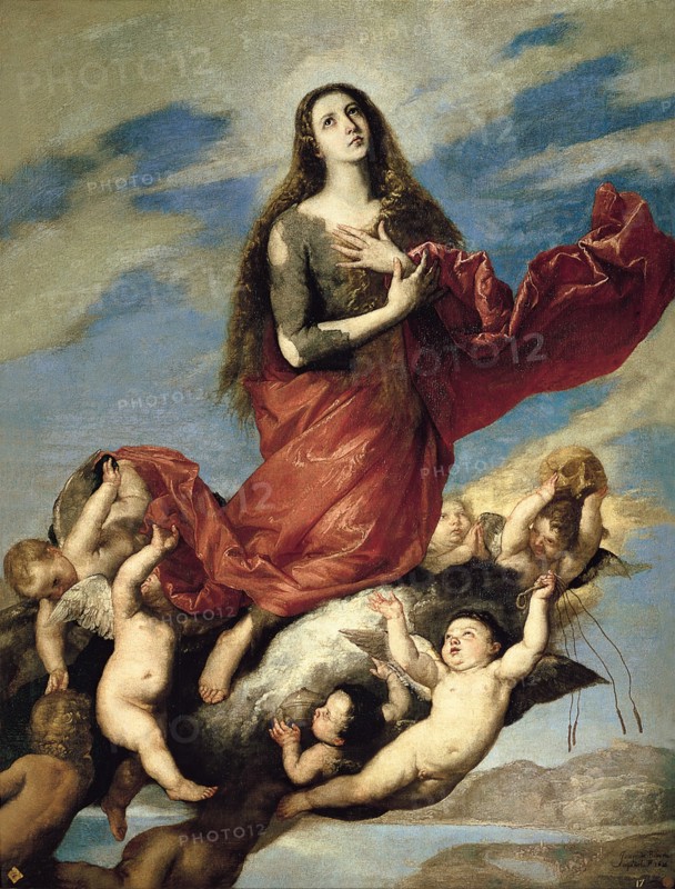 Mary Magdalene Taken up to Heaven. Artist: Ribera, José, de (1591-1652)