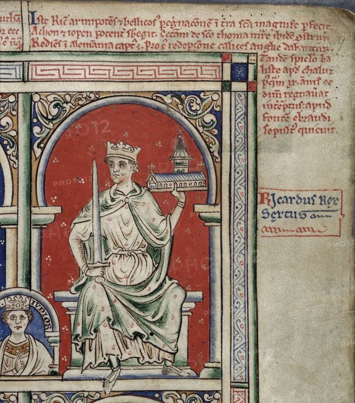 Richard I the Lionheart (From the Historia Anglorum, Chronica majora). Artist: Paris, Matthew (c. 1200-1259)