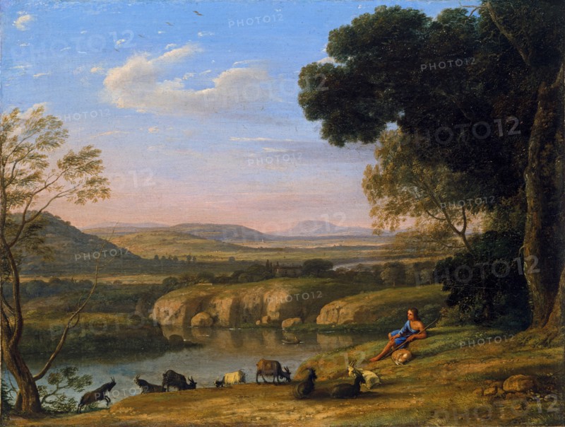 River landscape with Goatherd. Artist: Lorrain, Claude (1600-1682)