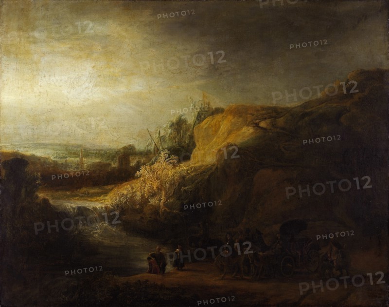 Landscape with the baptism of the Eunuch. Artist: Rembrandt van Rhijn (1606-1669)