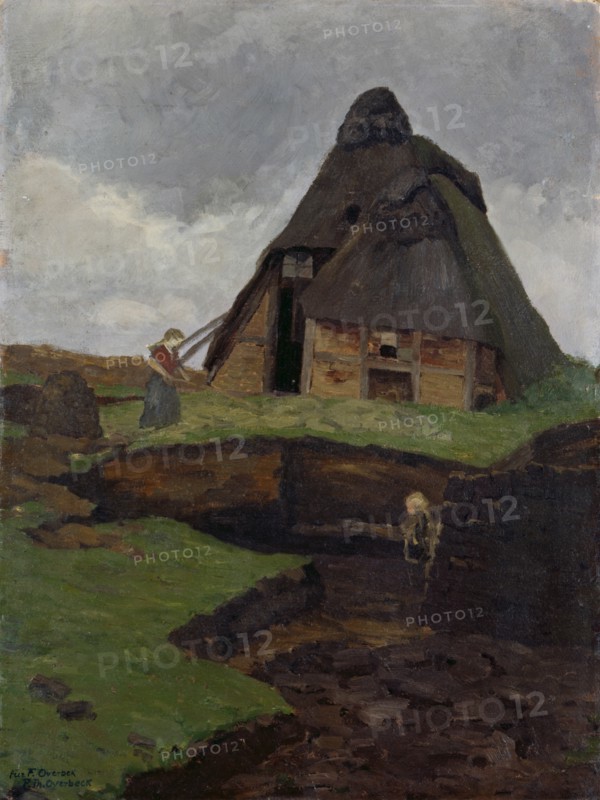 Mire Cottage with Child. Artist: Overbeck, Fritz (1869-1909)
