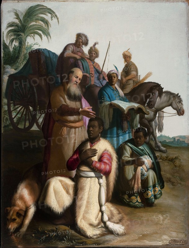 The baptism of the Eunuch. Artist: Rembrandt van Rhijn (1606-1669)
