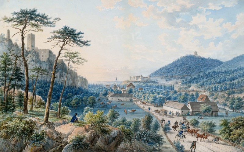 View of the Weilburg Palace at Baden near Vienna. Artist: Raulino, Johann (1785-1839)