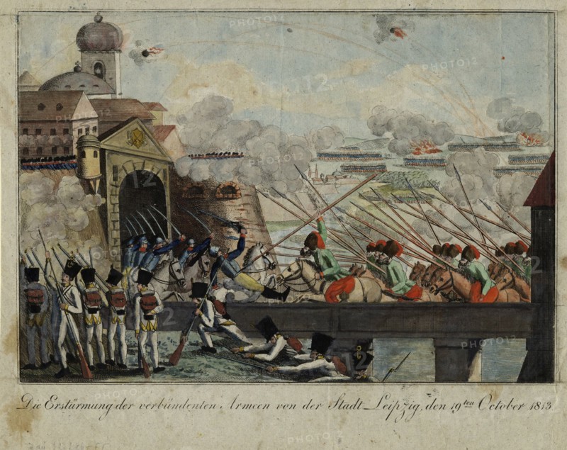 Storming of the city of Leipzig by the Allied troops. Artist: Anonymous