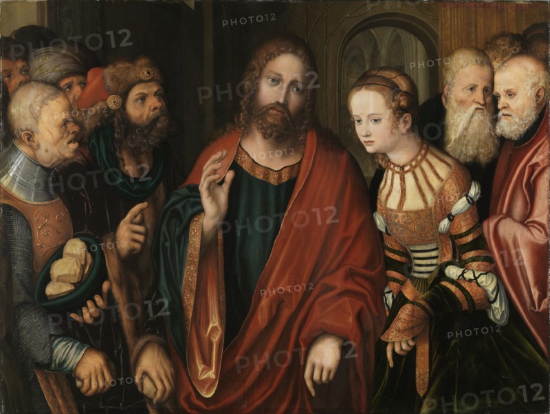 Christ and the Woman Taken in Adultery. Artist: Cranach, Lucas, the Elder (1472-1553)