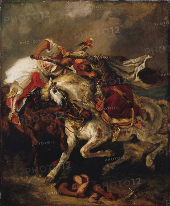 The Combat of the Giaour and the Pasha. Artist: Delacroix, Eugène (1798-1863)