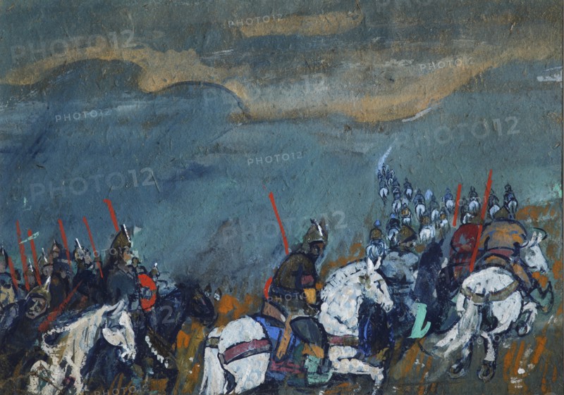 Army of Tsar Dodon. Illustration for the fairy tale The Golden Cockerel by A. Pushkin. Artist: Malyutin, Sergei Vasilyevich (1859-1937)