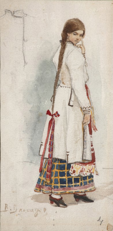 Costume design for the opera Rusalka by A. Dargomyzhsky. Artist: Vasnetsov, Viktor Mikhaylovich (1848-1926)