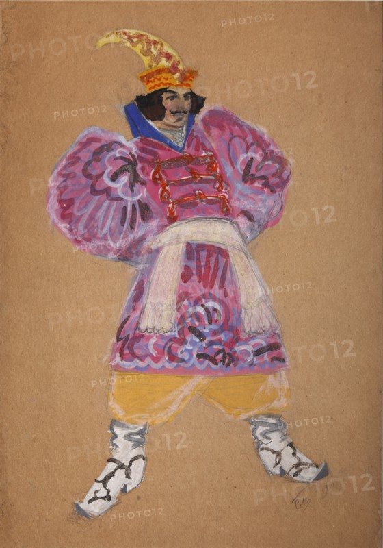 Costume design for the opera The golden Cockerel by N. Rimsky-Korsakov. Artist: Malyutin, Sergei Vasilyevich (1859-1937)