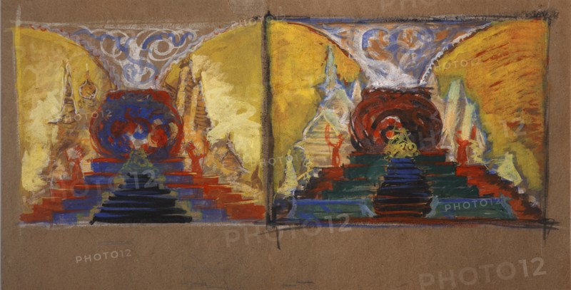 Stage design for the opera The Golden Cockerel by N. Rimsky-Korsakov. Artist: Malyutin, Sergei Vasilyevich (1859-1937)