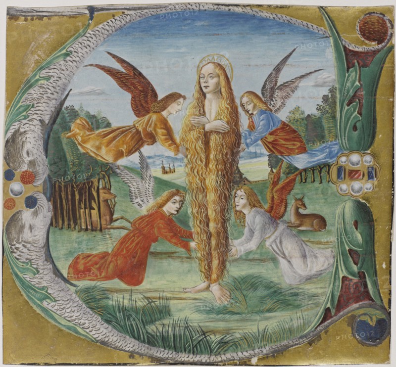 Saint Mary Magdalen surrounded by angels. Artist: Maestro del Salomone Wildenstein (active End of 15th cen.y)
