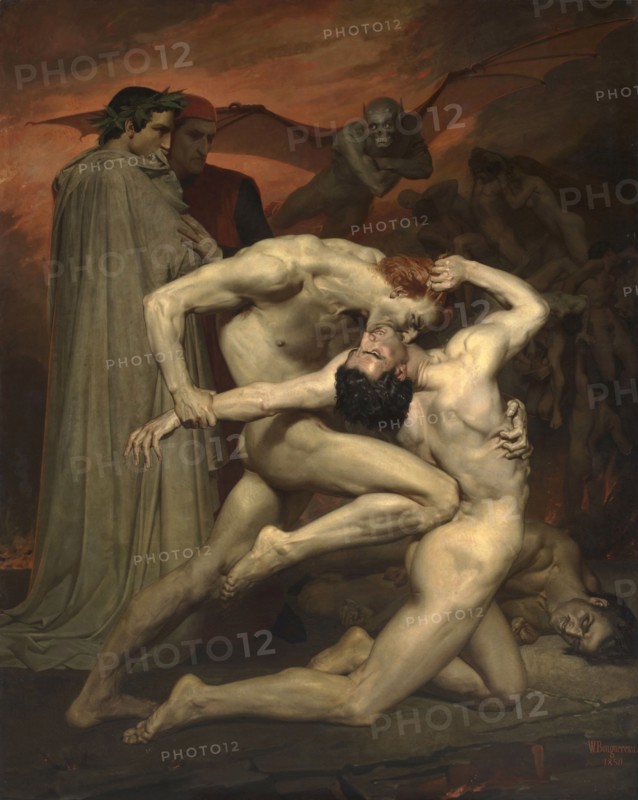 Dante and Virgil in Hell. Artist: Bouguereau, William-Adolphe (1825-1905)